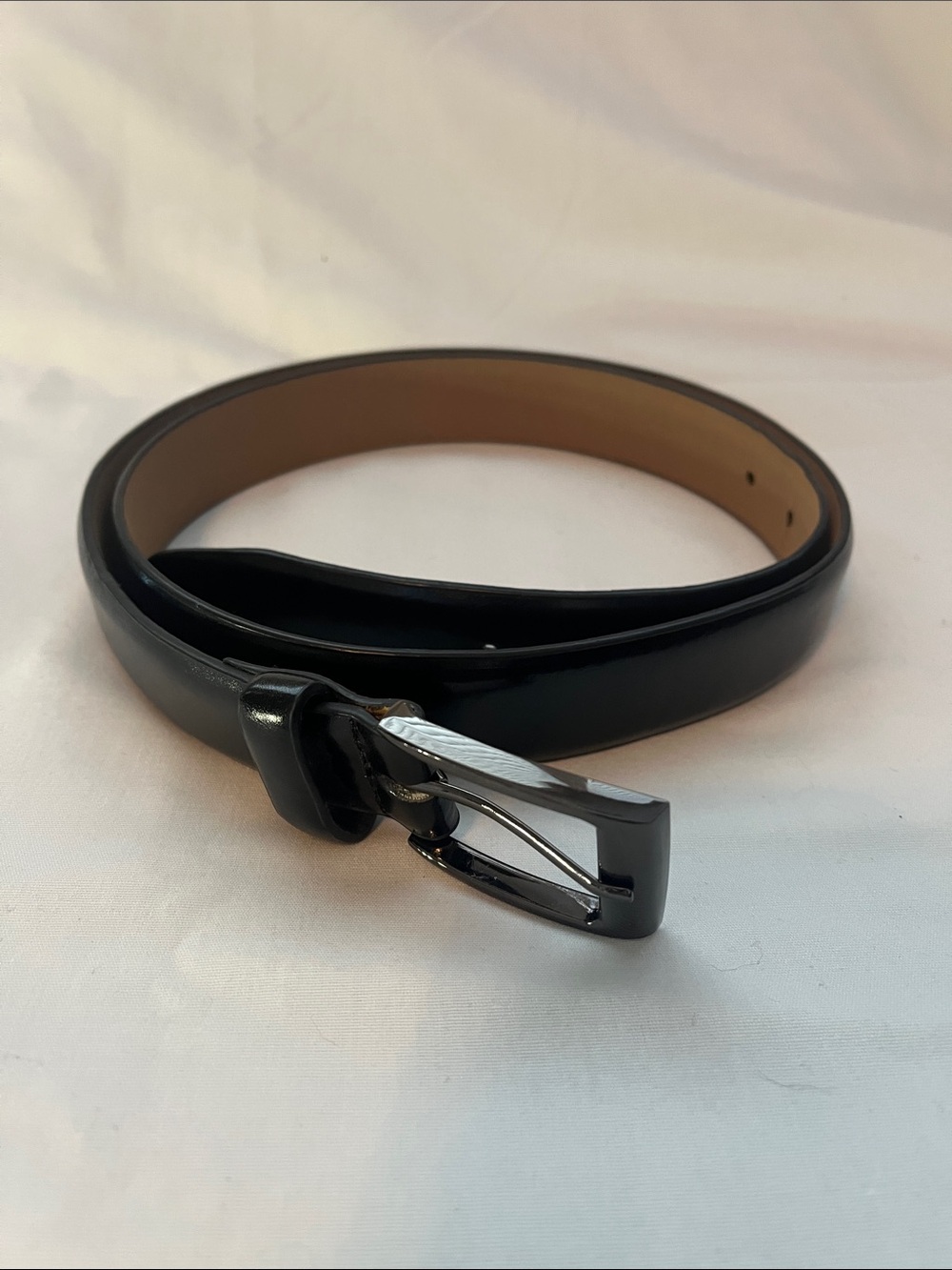 Men’s Dickies Black Patent Slim Belt with Polished Gunmetal Buckle